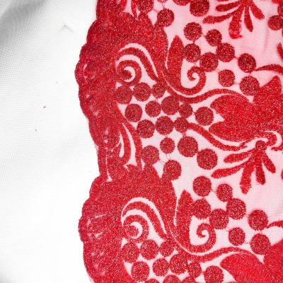 Double Edge Scallop Embroidered Glitter Lace 