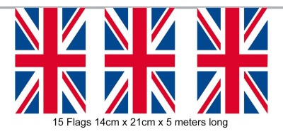 Party Bunting Rectangle Union Jack 14 x 21cm flags 5m 15 flags