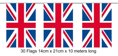 Party Bunting Rectangle Union Jack 14 x 21cm flags 10m 30 flags