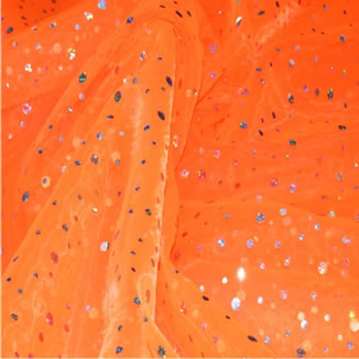 orange voile fabric sequin