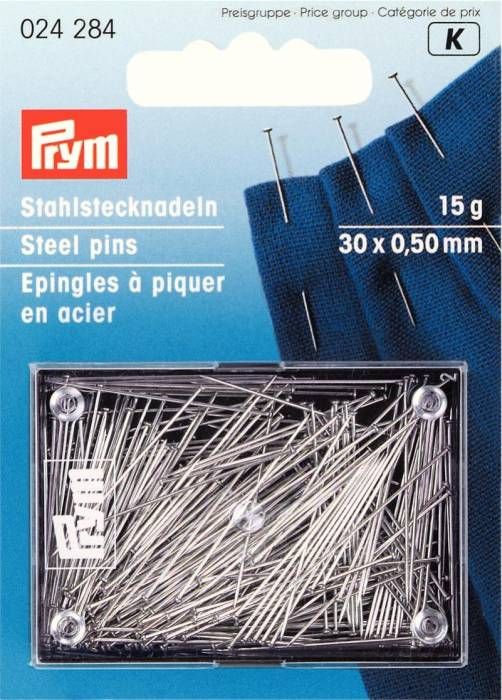 Prym Hard Steel Pins 0.50 x 30mm Silver