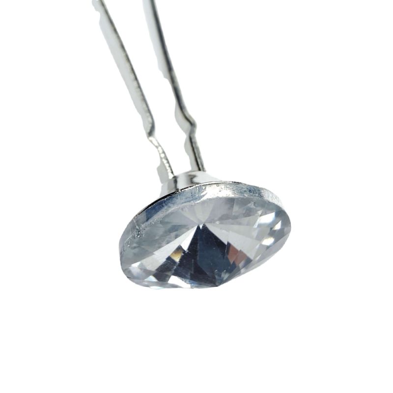 Clear Glass Crystal Button with Prong x2 - 25mm