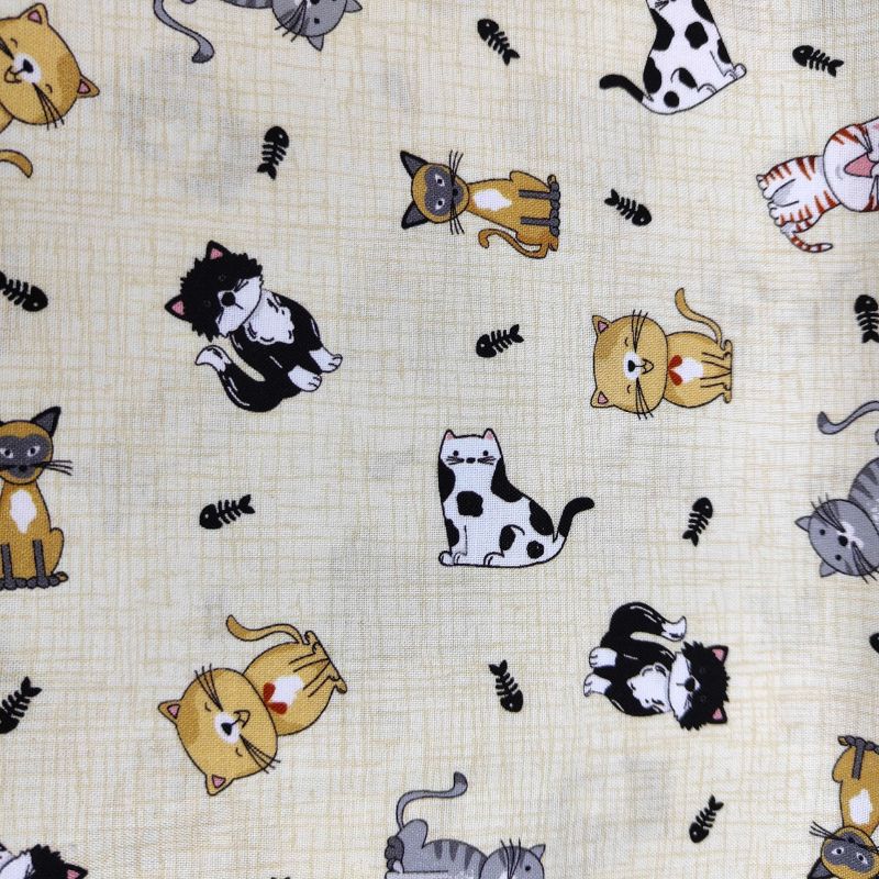 100% Cotton Print Fabric by Nutex - Canines & Felines - Cats