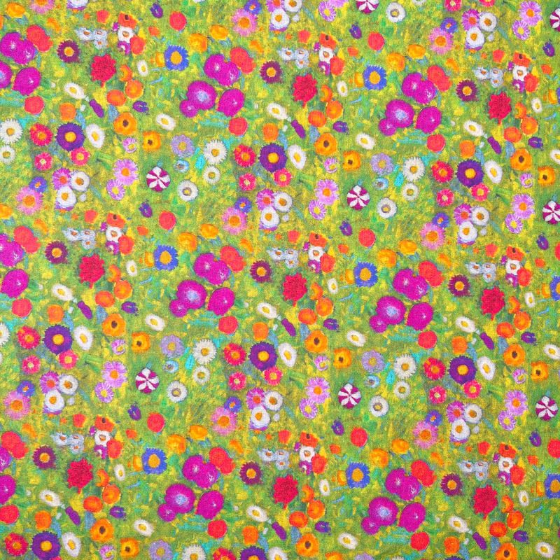 100% Cotton Fabric by Crafty Cotton - Gustav Klimt's Garden Flowers