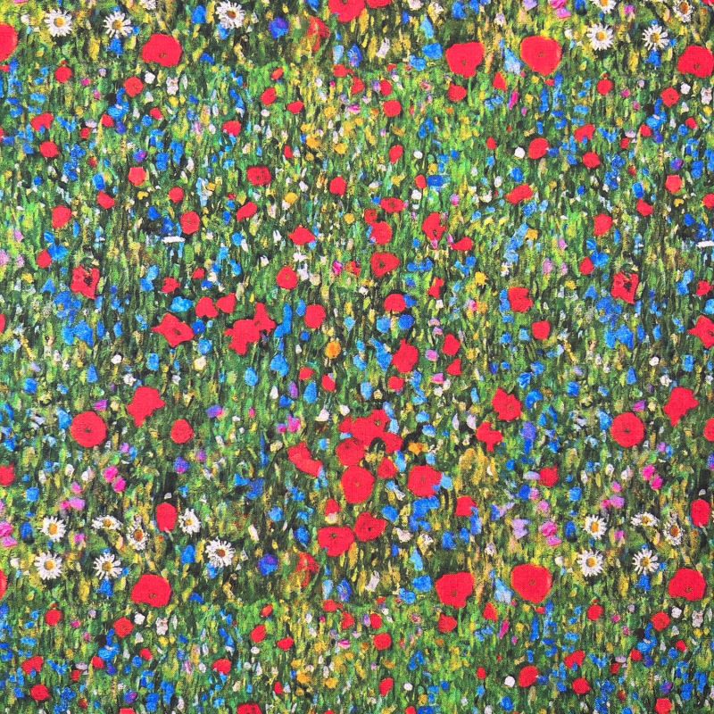 100% Cotton Fabric by Crafty Cotton - Gustav Klimt's Field of Poppies