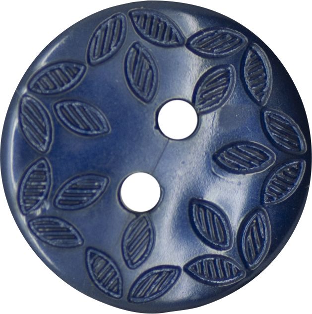Italian Buttons - Leaf Design - Navy 18mm