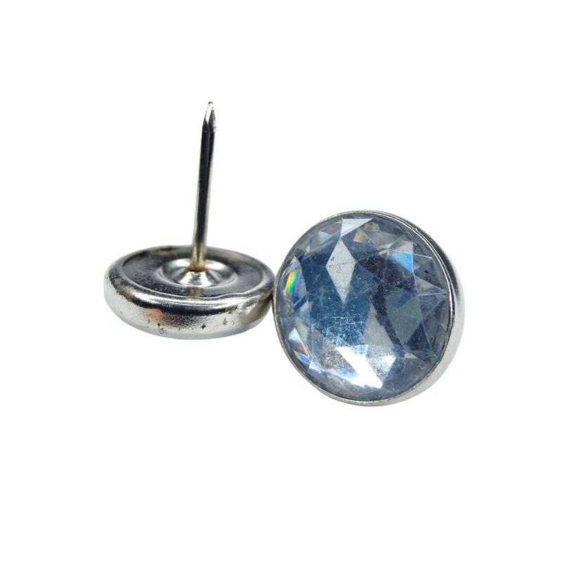 Crystal Button Glass Nail Back - 17mm Clear