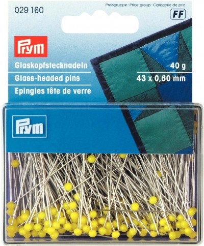 Prym Glass-headed Pins 0.60 x 43mm Yellow Hea