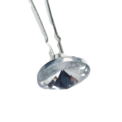 Clear Glass Crystal Button with Prong x2 - 25