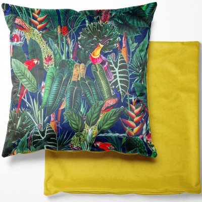 Digital Print Crafty Velvet Cushion Cover - Summer Floral Turquoise