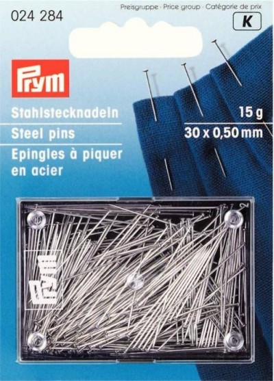 Prym Hard Steel Pins 0.50 x 30mm Silver