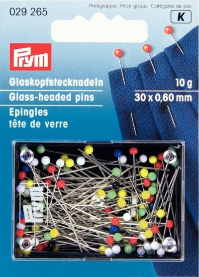 Prym Glass-headed Pins No. 9, 0.60 x 30mm