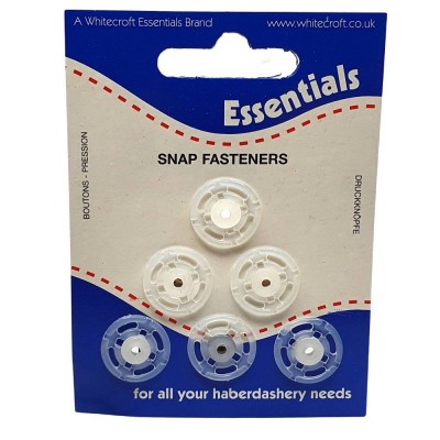 Whitecroft Plastic Snap Fasteners Opaque 15mm 6 Snaps