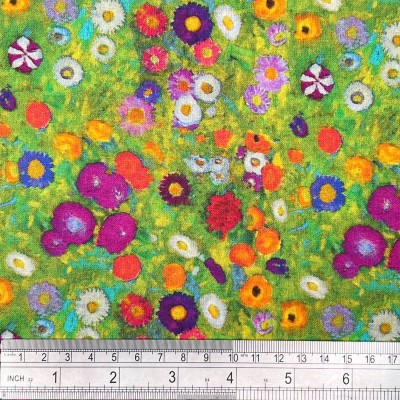 100% Cotton Fabric by Crafty Cotton - Gustav Klimt's Garden Flowers