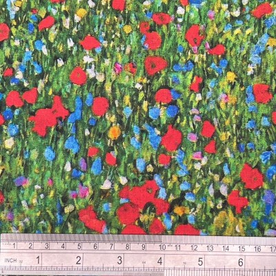 100% Cotton Fabric by Crafty Cotton - Gustav Klimt's Field of Poppies