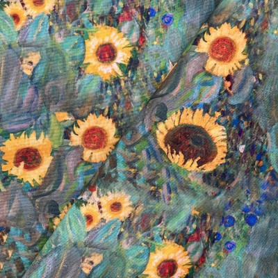 PU Coated Outdoor Water Repellent Fabric - Gustav Klimt Sunflowers