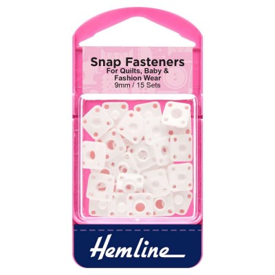 Hemline Snap Fasteners Sew-on Derlin (Plastic) 9mm Pack of 15