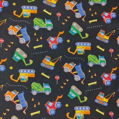 100% Cotton Print Fabric by Nutex - Heavy Machines Black