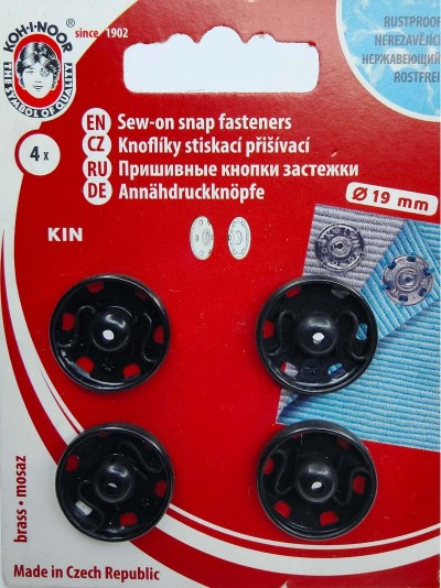 KOH-I-NOOR Snap Fasteners ~ 10, 18mm ~ Black