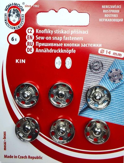 KOH-I-NOOR Snap Fasteners ~ 7, 14mm ~ Nickel