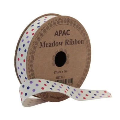 FULL ROLL Meadow Ribbon Red Lilac Navy (17mm x 5m)
