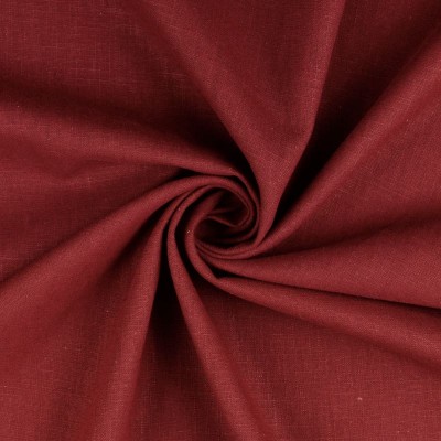 100% Washed Linen Fabric - Burgundy