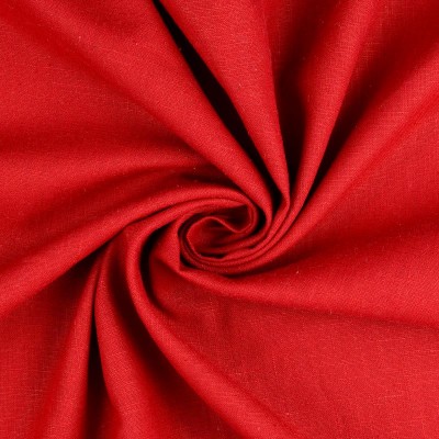 100% Washed Linen Fabric - Cherry Red