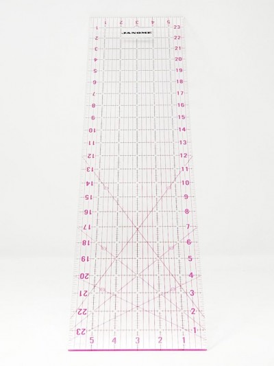 Janome Imperial Quilting Ruler 24 x 6 Inch Clear Pink Markings, Left or Right Hand XR61