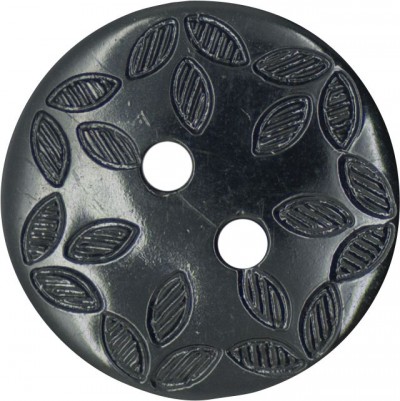 Italian Buttons - Leaf Design - Black 18mm
