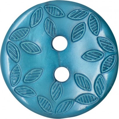 Italian Buttons - Leaf Design - Turquoise 18mm