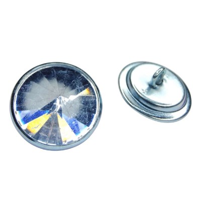 Crystal Button Glass Loop Back - 20mm Clear