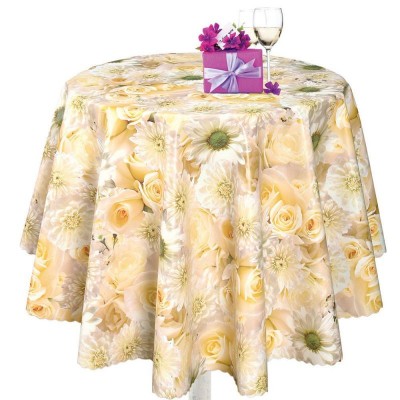 PVC Table Cover Protector - White Rose
