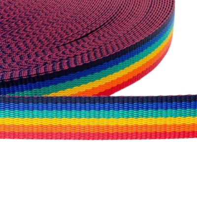 25mm Multi Coloured Rainbow Polypropylene Webbing