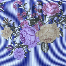 striped navy fabric with flowers